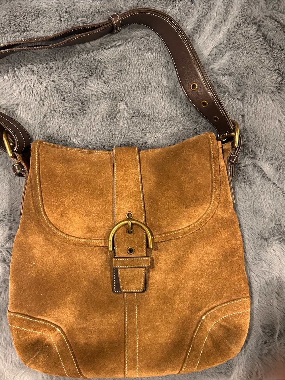 Vintage Coach SoHo Flap Shoulder Bag 9482 Tan Suede